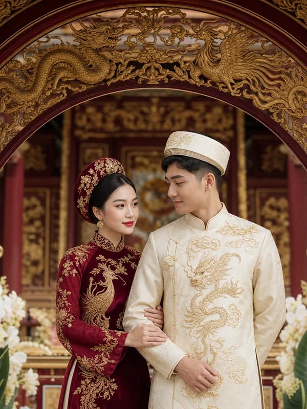 Ảnh minh họa mẫu thiệp Mộc Long Phụng Nghi