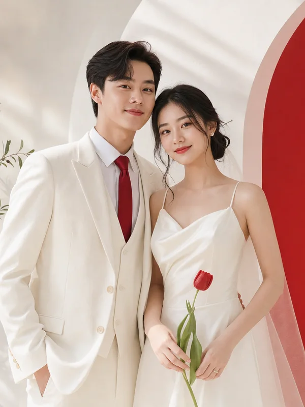 Mẫu thiệp cưới Tối Giản Đỏ
